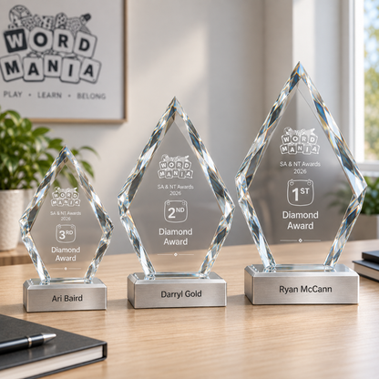 Glass And Metal Diamond Trophy