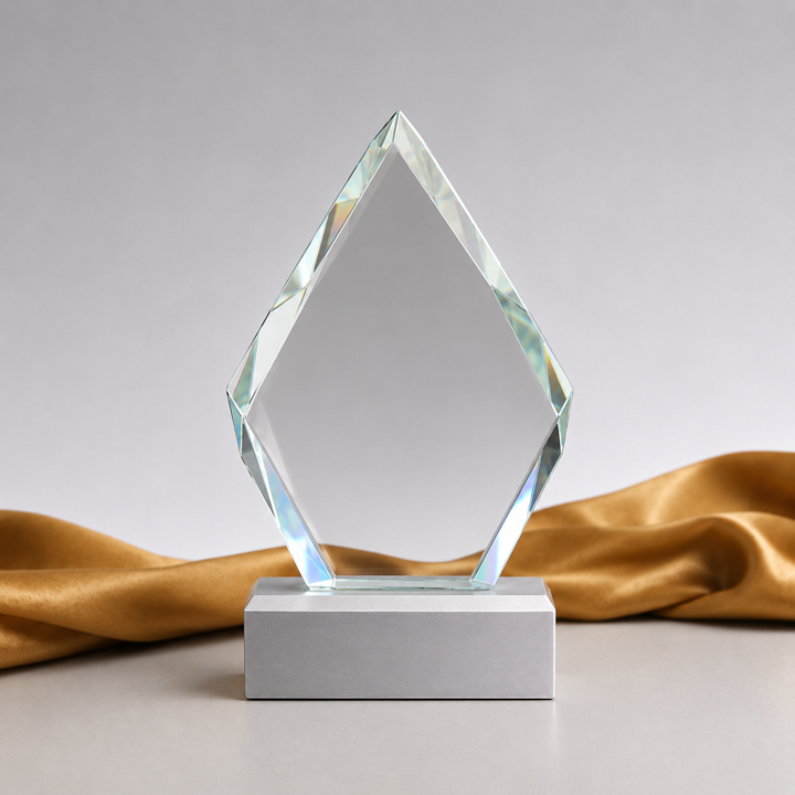 Glass And Metal Diamond Trophy
