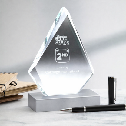 Glass And Metal Diamond Trophy
