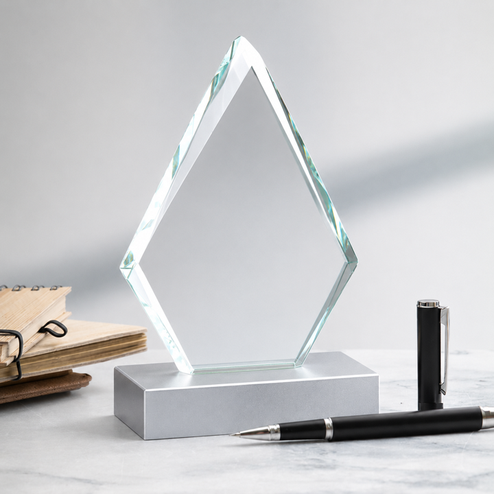 Glass And Metal Diamond Trophy