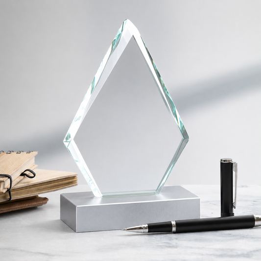 Glass And Metal Diamond Trophy