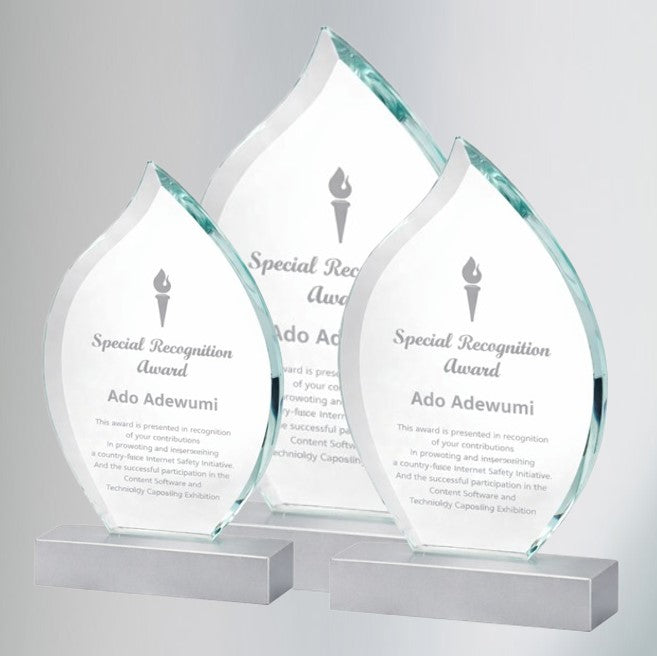 Glass And Metal Flame Trophy