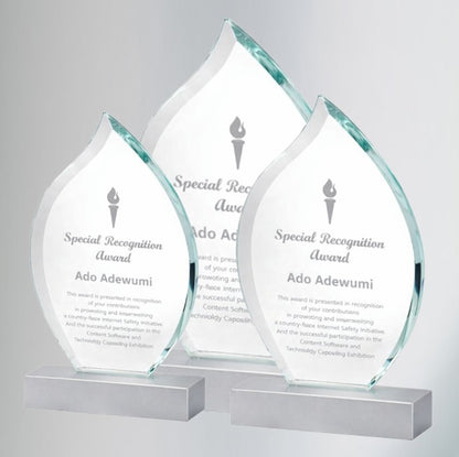 Glass And Metal Flame Trophy