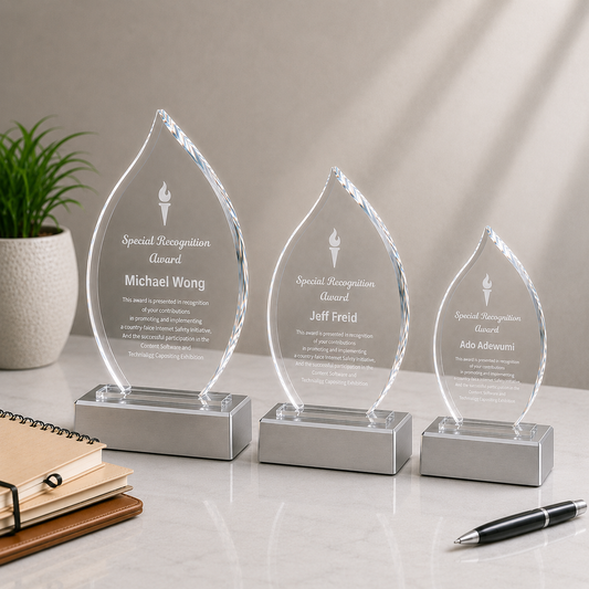 Glass And Metal Flame Trophy