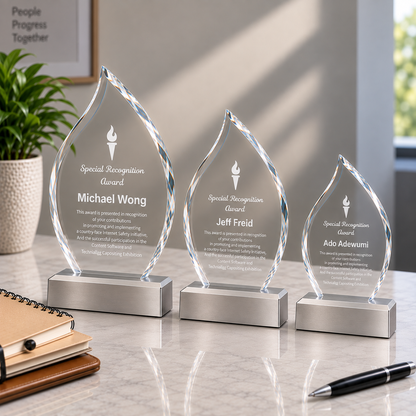 Glass And Metal Flame Trophy