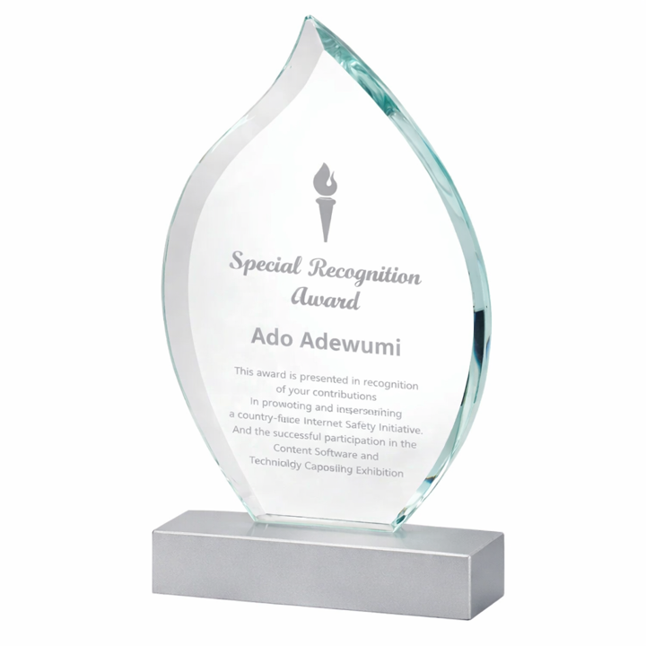 Glass And Metal Flame Trophy