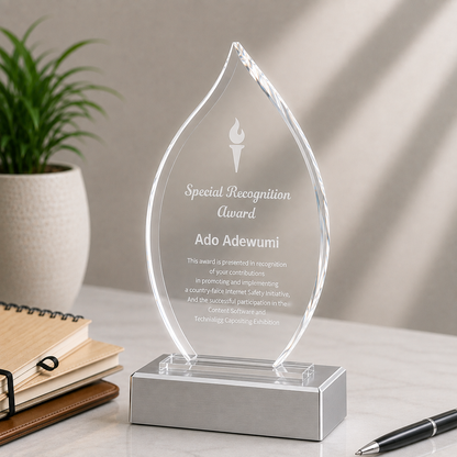 Glass And Metal Flame Trophy