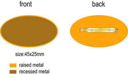 Gold oval name badge for resin insert, With pin