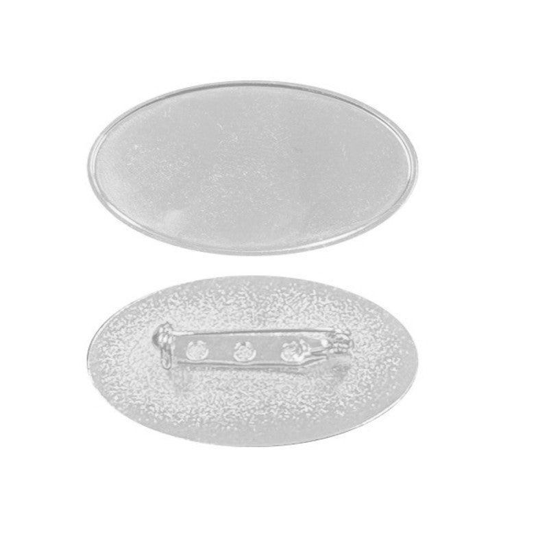 Oval Metal Name Badge - with epoxy/resin coating - Pin Fixture