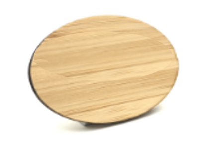 Oval wooden name badge. 