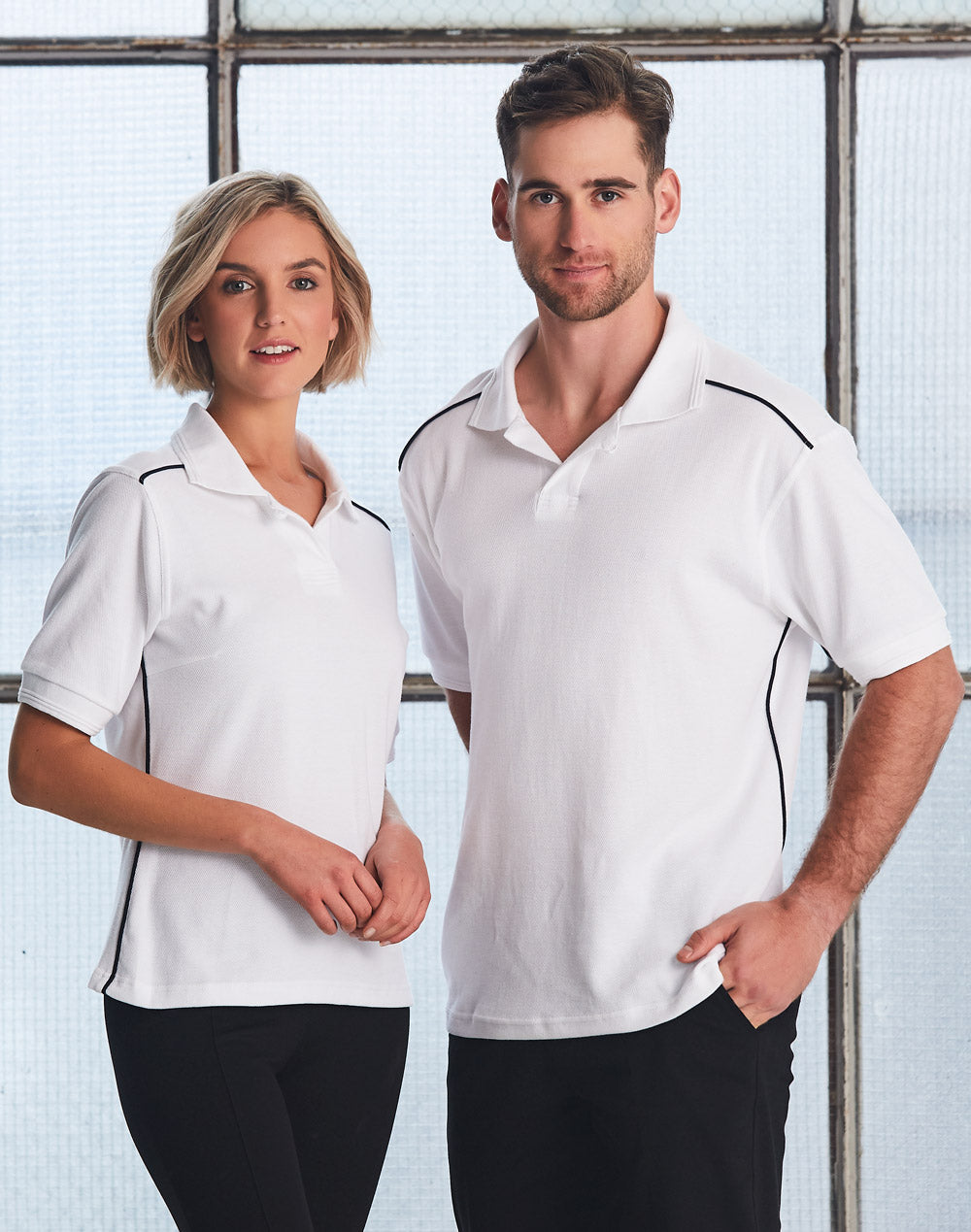 [PS26] ladies' pure cotton contrast piping