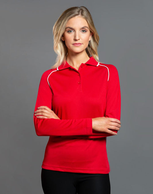 [PS44] Ladies' cooldry raglan L/S polo