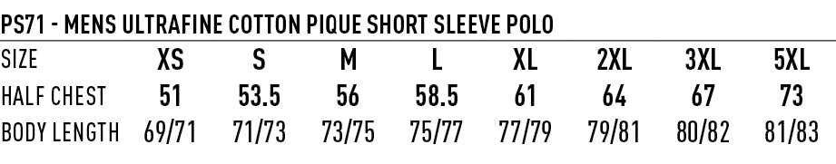 PS71 Mens Ultrafine Cotton Pique Short Sleeve Polo