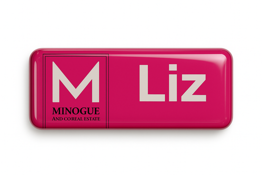 Acrylic name badge with resin coating