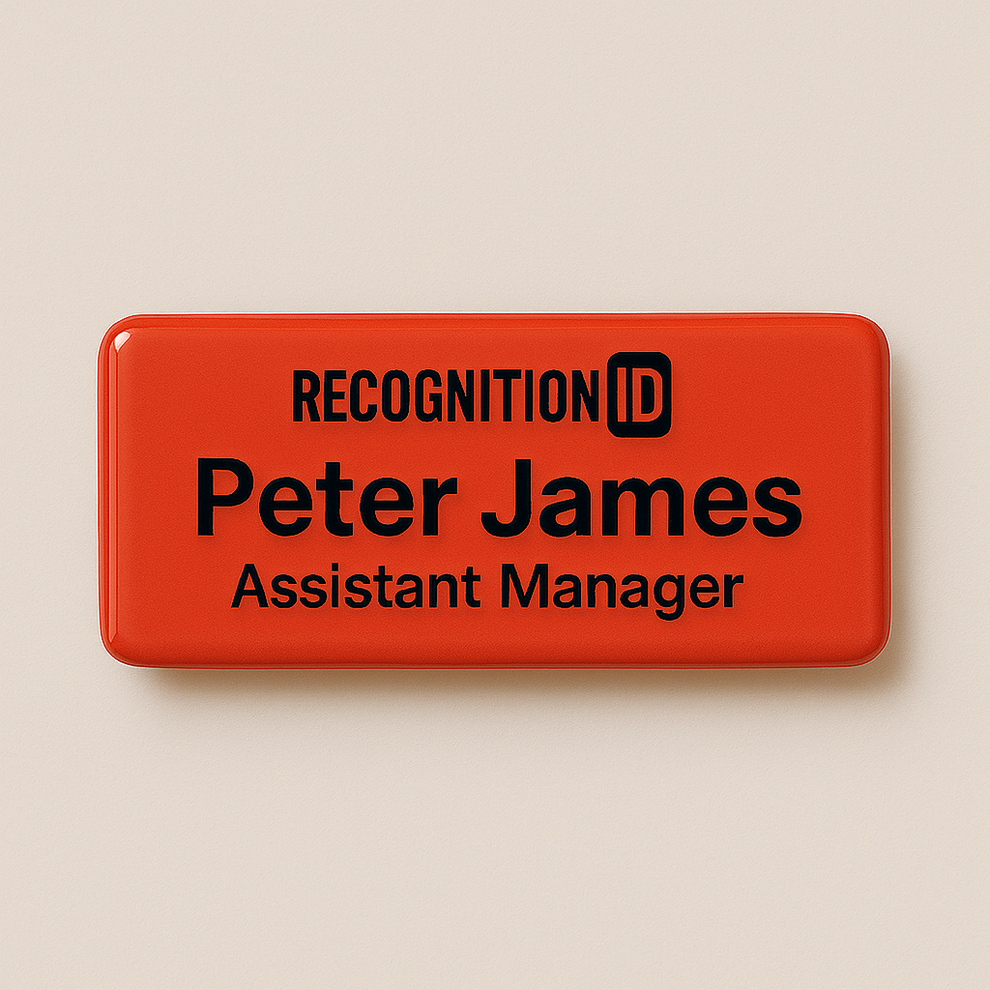 Printed Name Badge with Resin Coating | Custom Logo & Text – Recognition ID