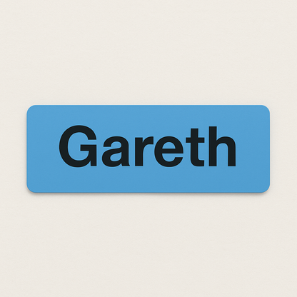 Printed name badge without resin coating (text 1 line)