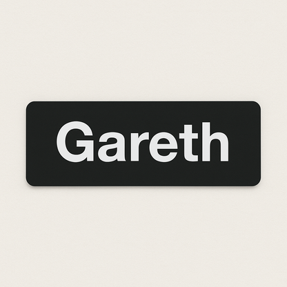 Printed name badge without resin coating (text 1 line)