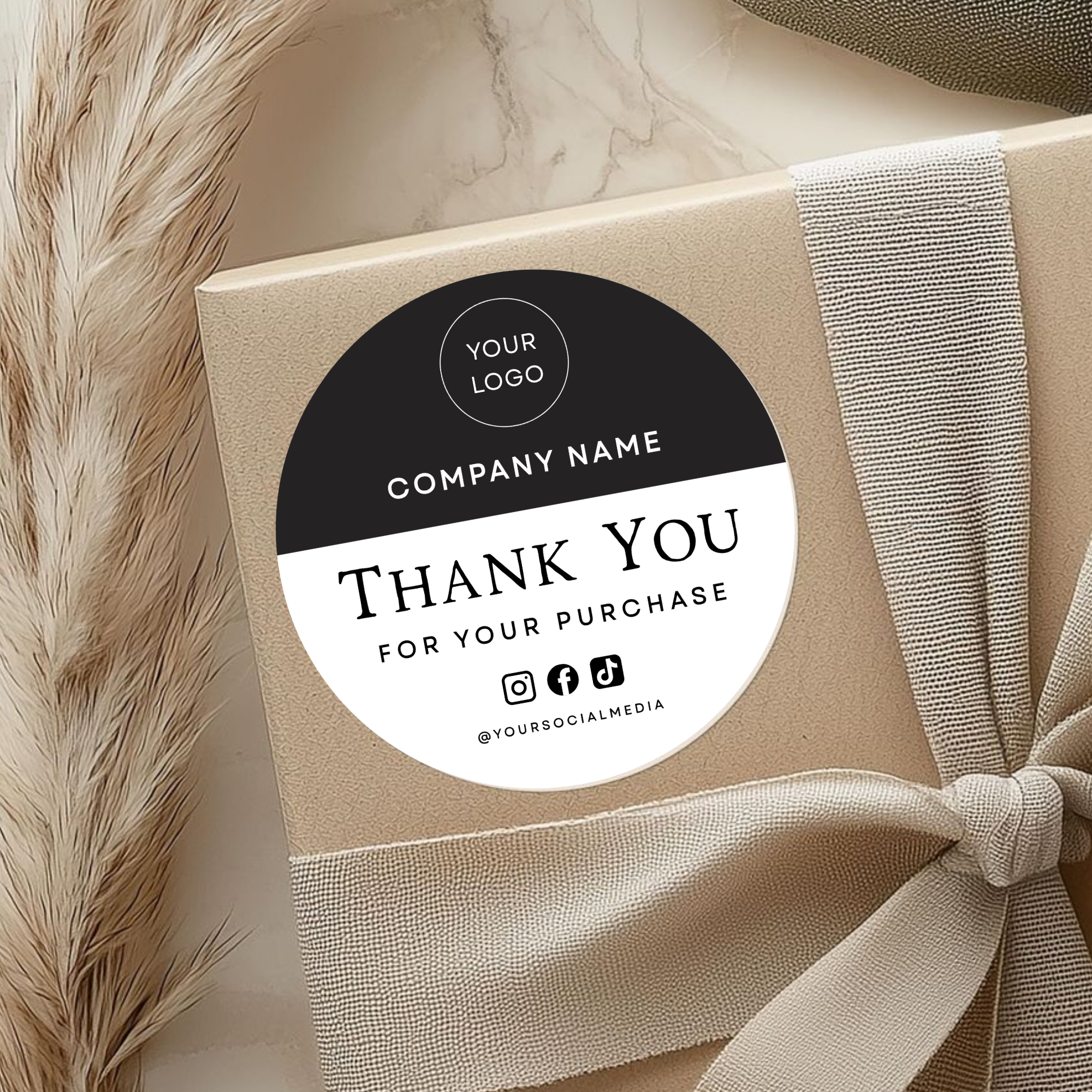 Thank You For Your Purchase Business Sticker (circle logo) – Recognition ID