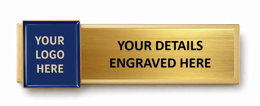 Rectangle Metal Name Badge – with 2 Inserts - available in Gold and Silver