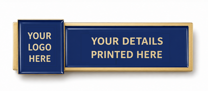 Rectangle Metal Name Badge – with 2 Inserts - available in Gold and Silver