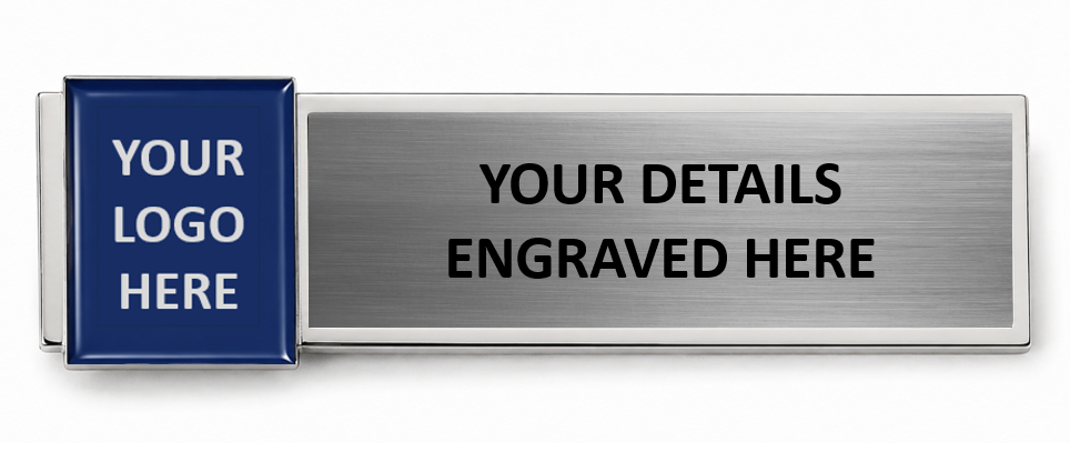 Rectangle Metal Name Badge – with 2 Inserts - available in Gold and Silver