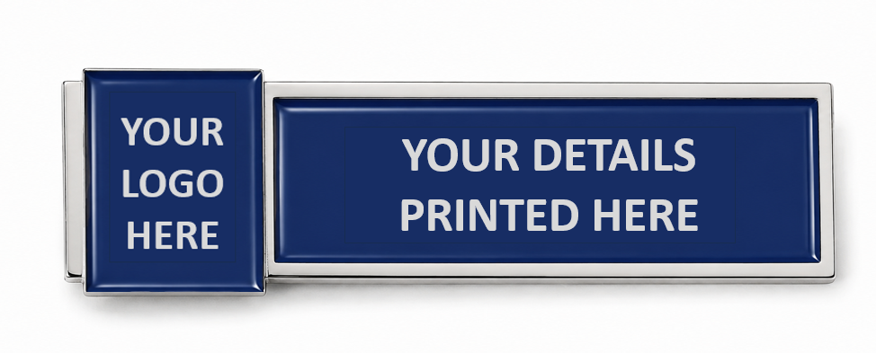 Rectangle Metal Name Badge – with 2 Inserts - available in Gold and Silver