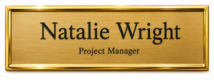 Rectangle Metal Name Badge with Brushed Metal Insert - available in Gold and Silver