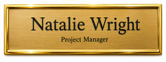 Rectangle Metal Name Badge with Brushed Metal Insert - available in Gold and Silver