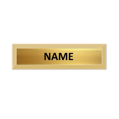 Bevelled Metal Name Badge with Brushed Metal Insert - available in Gold and Silver