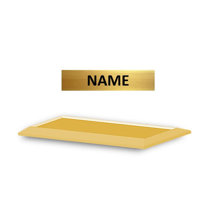 Bevelled Metal Name Badge with Brushed Metal Insert - available in Gold and Silver