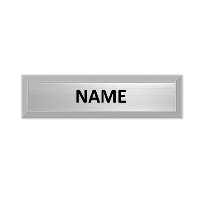 Bevelled Metal Name Badge with Brushed Metal Insert - available in Gold and Silver