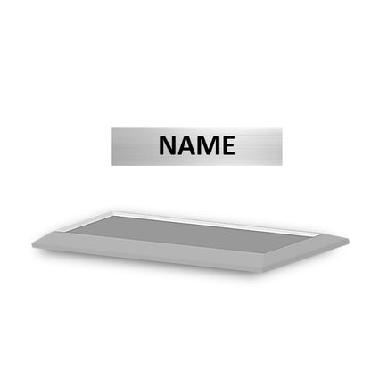 Bevelled Metal Name Badge with Brushed Metal Insert - available in Gold and Silver