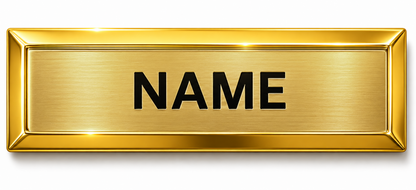 Bevelled Metal Name Badge with Brushed Metal Insert - available in Gold and Silver