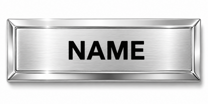 Bevelled Metal Name Badge with Brushed Metal Insert - available in Gold and Silver