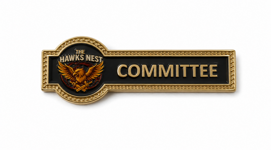 Rectangle and Round Metal Badge 55x19mm available in Gold and Silver