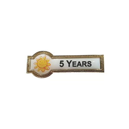 Rectangle and Round Metal Badge 55x19mm available in Gold and Silver