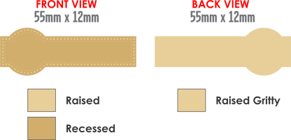 Rectangle and Round Metal Badge 55x19mm available in Gold and Silver