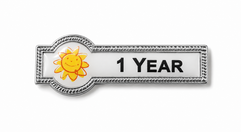Rectangle and Round Metal Badge 55x19mm available in Gold and Silver