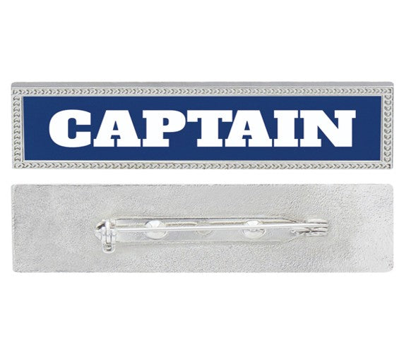 Silver captain  bar name badge  with resin insert