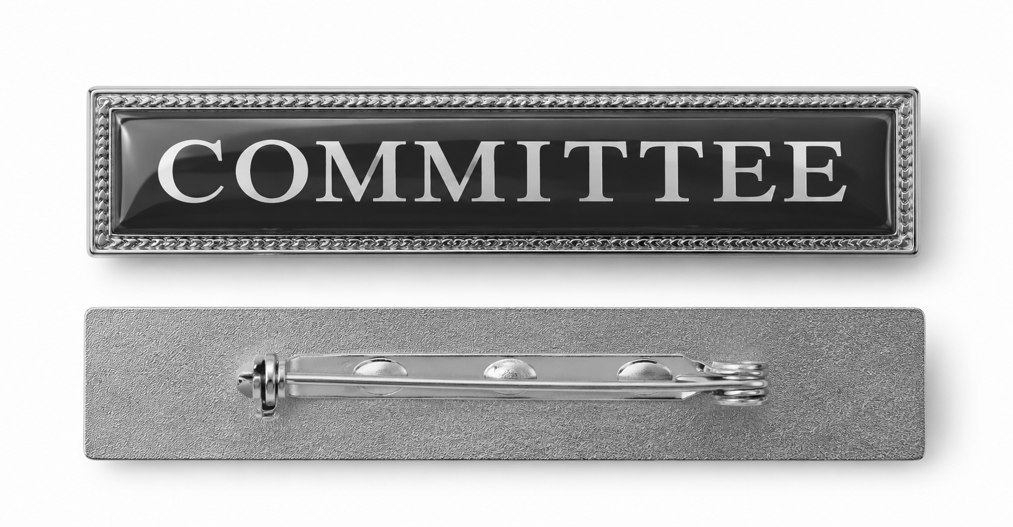 Bar Badge 55x12mm with Epoxy/Resin Dome - Available in Gold and Silver