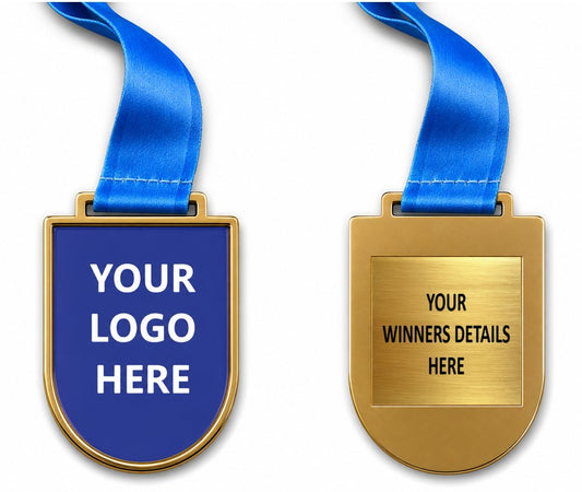 Large Ovelo Medal with Custom Centre and Ribbon - 75x53mm