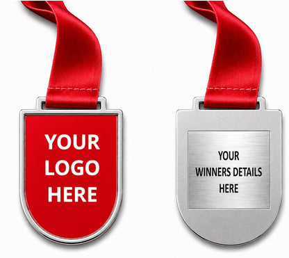 Large Ovelo Medal with Custom Centre and Ribbon - 75x53mm