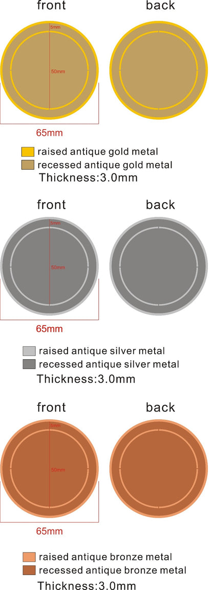Large Round Antique Coin/Medal with 50mm Recess both sides - 65mm