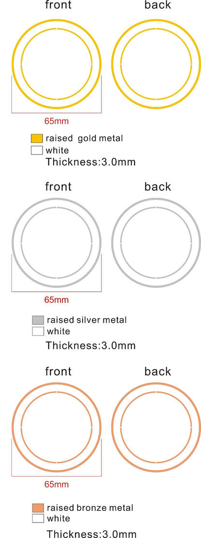 Large Round Shiny Coin/Medal with White Enamel - 50mm Recess both sides - 65mm