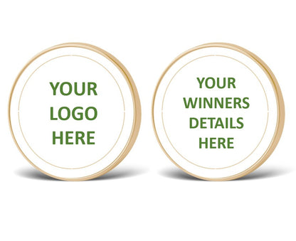 Large Round Shiny Coin/Medal with White Enamel - 50mm Recess both sides - 65mm