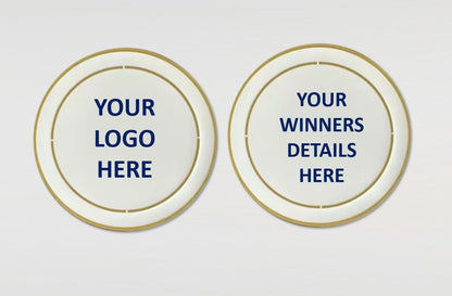 Large Round Shiny Coin/Medal with White Enamel - 50mm Recess both sides - 65mm