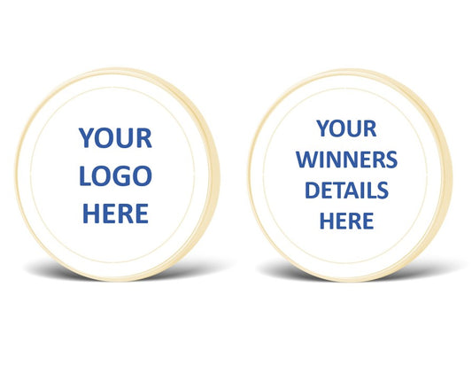 Large Round Shiny Coin/Medal with White Enamel - 50mm Recess both sides - 65mm