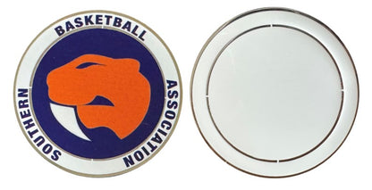 Large Round Shiny Coin/Medal with White Enamel - 50mm Recess both sides - 65mm