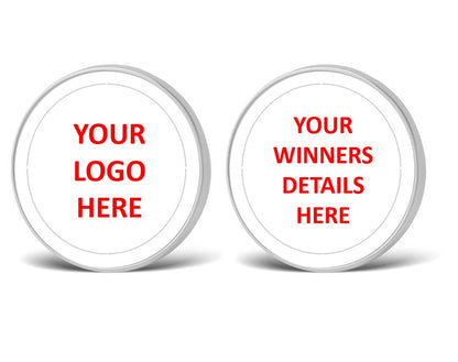 Large Round Shiny Coin/Medal with White Enamel - 50mm Recess both sides - 65mm