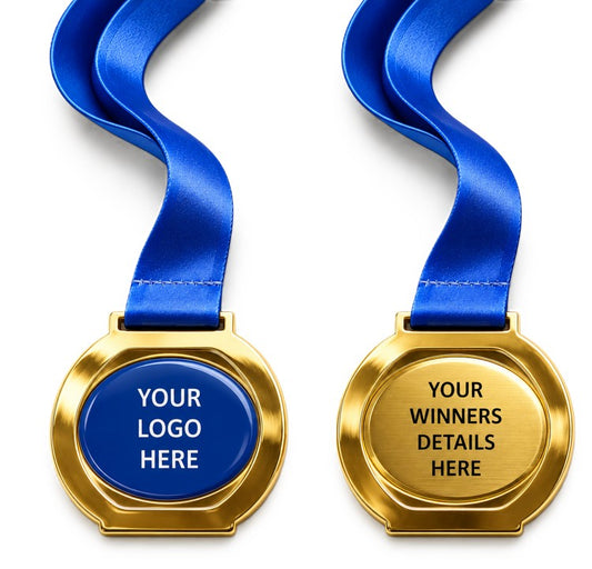 Round Cut Out insert Medal with Custom Centre and Ribbon - 70x60mm